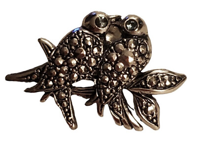#ad Vintage 1989 Avon Precious Pet Lovebirds Pin Brooch Marcasite Silver Tone 80s $29.00