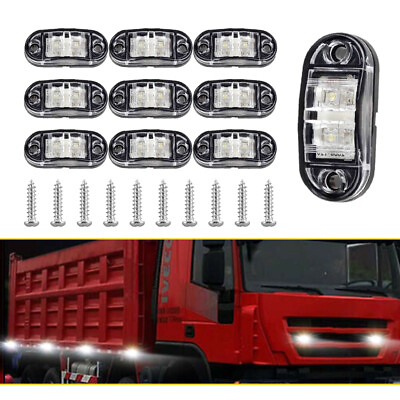 #ad 10X Pickup Marker Side Round lights LED Light Bullet Truck Trailer White 2.5quot; $12.99