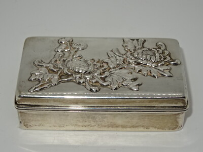 #ad Attractive Chinese Hallmarked Solid Silver Oblong Trinket Box GBP 174.95