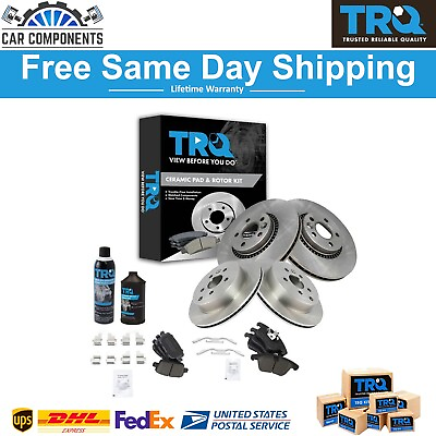 #ad TRQ Brake Pad amp; Rotor Kit Front amp; Rear Premium Posi Ceramic w Chemicals $245.95