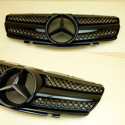 #ad Shiny Black Front Grille SL Style For Mercedes Benz R230 W230 Convertible 03 06 $199.49