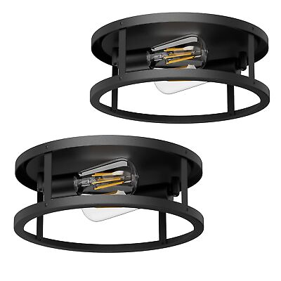 #ad 2 Pack Industrial Semi Flush Mount Ceiling Light Fixture with with Metal Cage... $83.25