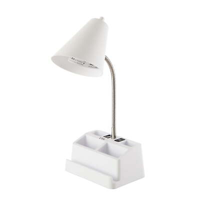 #ad 15quot; Organizer Desk Lamp White with USB Port and AC Outlet $23.82