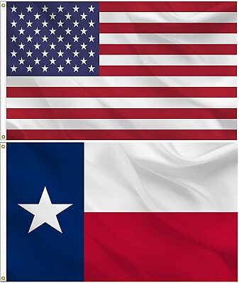 #ad American and Texas State Flag Combo SET 3X5 FT 100D POLYESTER $11.88