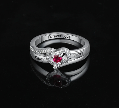 #ad Personalized Ring Double Name Custom Birthstone Cubic Zirconia Women Jewelry $19.89