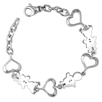 #ad Classic Kids Sterling Silver Heart Charm Bracelet 1 Boy and 2 Girls $330.00