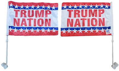 #ad Trump 2024 Nation 12x18 Double Sided Rough Tex Knit Nylon Car Flag Ball Top $9.88