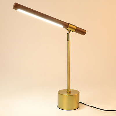 Modern Banker Slim Table Lamp Adjustable LED Desk Light Wood Brass Library Lamp $45.89