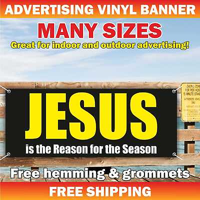 #ad JESUS is the Reason for the Season Advertising Banner Vinyl Mesh Sign Church $219.95