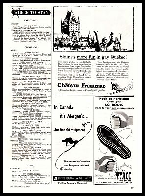 #ad 1954 Chateau Frontenac quot;Skiing#x27;s More Fun In Gay Quebecquot; Vintage Canada Print Ad $6.97