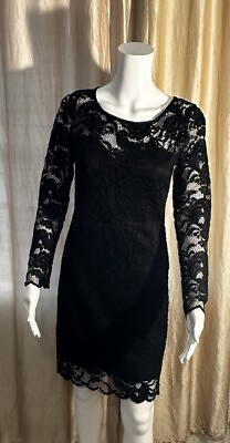 #ad Large Lace Black Elegant cocktail dress Black Lining Underneath $25.00
