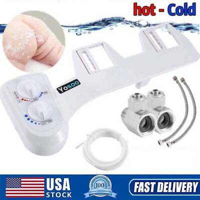 #ad Hot Cold Toilet Seat Attachment Self Clean Water Spray Mechanical Bidet $36.01