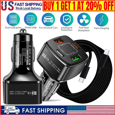#ad Car Charger Adapter For Samsung S24 S23 S22 Ultra S23FE S10 S9 S8 Fast Charging $5.99