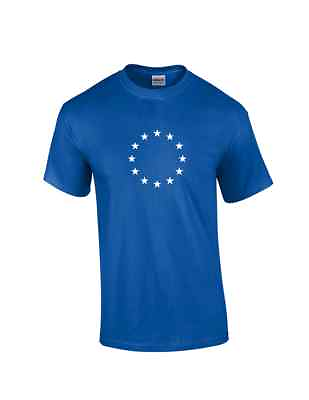 #ad EU European Union White Logo T shirt Cool FLAG EURO Royal Blue Cotton Tee Shirt $18.99