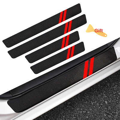 #ad #ad 4pcs For Dodge Charger Accessories Red Car Door Sill Plate Cover Step Protectors $10.99