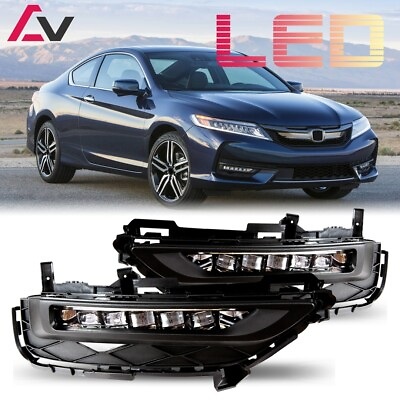 2016 2017 For Honda Accord Coupe Clear Lens Pair LED Fog LightWiringSwitch Kit $91.21