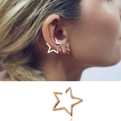 #ad 1 PC Girls Hollow Star Ear Cuff Earrings Studs Vintage Boho Fake Cartilage $1.08