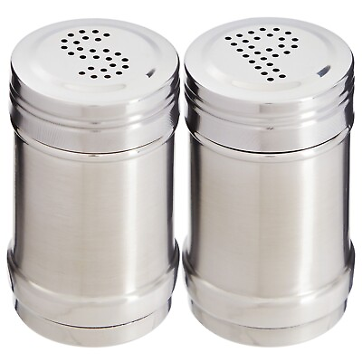 #ad 2oz Stainless Steel Metal Salt and Pepper Shakers for Kitchen 3.5 in $11.99