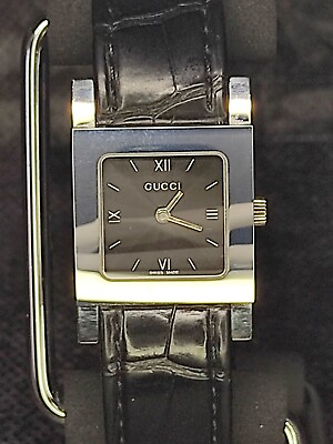 #ad Gucci QZ 7900L Genuine Buckle Black Dial Square Ladies Watch From Japan $138.99