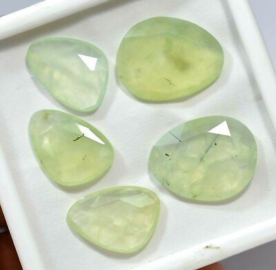 #ad 100% Natural Green Prehnite 58.20 Ct Fancy Top Quality 5 pcs Loose Gemstone $12.40
