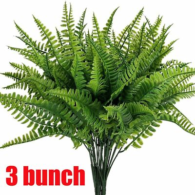 #ad 3X Artificial Fake Boston Fern Plants Bushes Artificial Ferns Outdoor Decor US $11.40