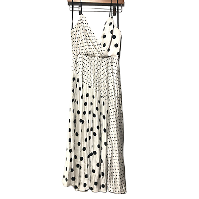 #ad Jill Jill Stuart Womens Imogen Polka Dot Dress Sleeveless White Black Size 4 $44.00