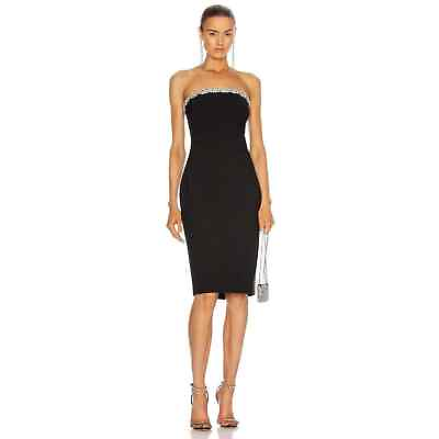 #ad #ad Area Women#x27;s NWT Fitted Tube Dress with Braided Crystal Trim Black Size 6 $699.00