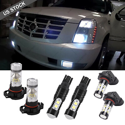 6x White LED For 2007 14 Cadillac Escalade Fog Driving DRL Light Bulbs Combo Kit $28.48