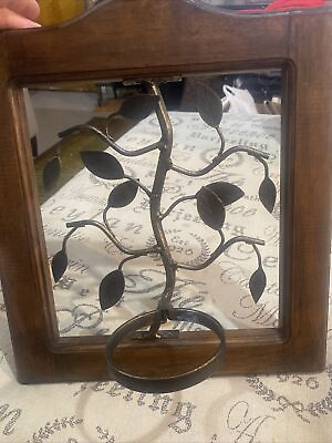 #ad Framed Metal Art Vine W leafs With A Candle Holder. $25.00