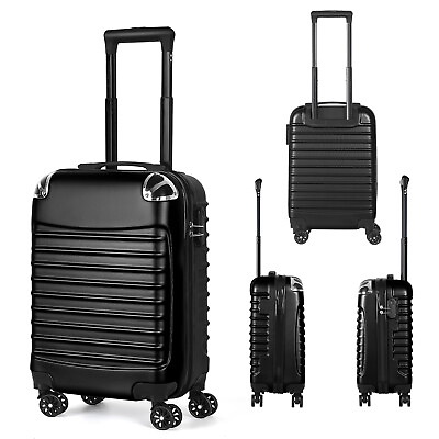 Carry On 20 Inch Suitcase Airline ApprovedBlack Hardside Spinner Wheel Luggage $26.99