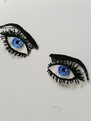 #ad Look Pair of Eyes eyebrows eyelashes Handmade Embroidered Patch $9.02