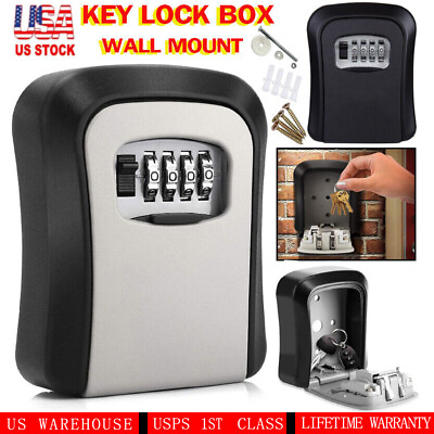 #ad 4 Digit Combination Key Lock Box Wall Mount Safe Security Storage Case Organizer $8.09