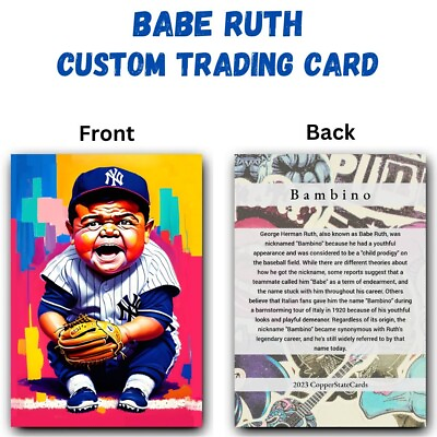 #ad Babe Ruth Bambino George Herman Ruth Custom Trading Card $3.60