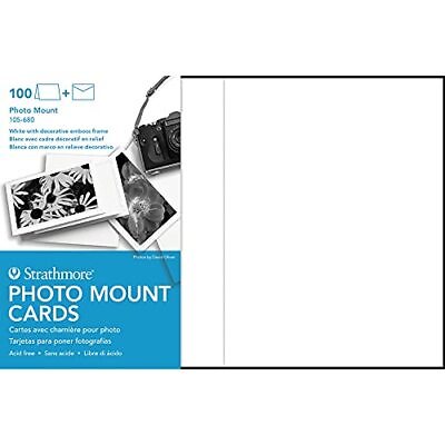 #ad 105 680 Photo Mount Cards White Decorative Embossed Border 100 Cards amp; Enve... $107.18