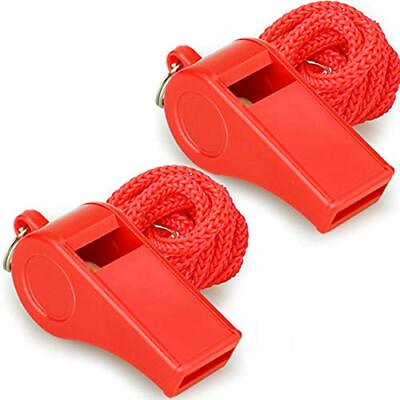 #ad Red Emergency Whistles with Lanyard Loud Crisp Sound 2 Pack Plastic Whistles $11.46