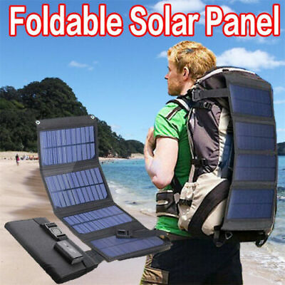#ad 100W Solar Panel Foldable Power Bank Outdoor Camping Hiking USB PV Phone Charger $19.98