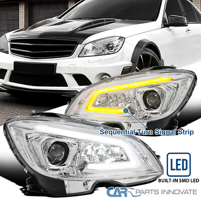 #ad LED Projector Head LightsSequential Signal Lamp LR For 08 11 Benz C Class W204 $463.46
