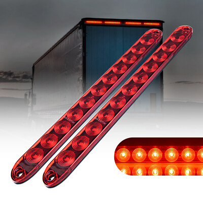 #ad 2PCS 16quot; 11 LED Red Truck Trailer Light Bar Stop Turn Tail Brake Light Strip Kit $17.09