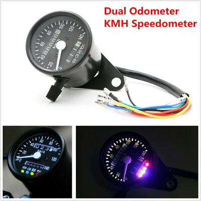 #ad Motorcycle Dual Odometer KMH Speedometer Gauge Meter LED Backlight Signal Light $23.30