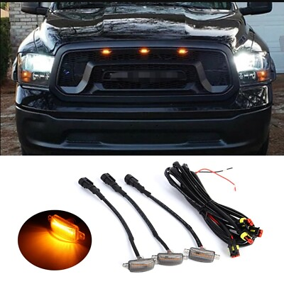 Amber Lens Amber LED Front Grille Running Lights For Toyota Tundra Raptor Style $19.89