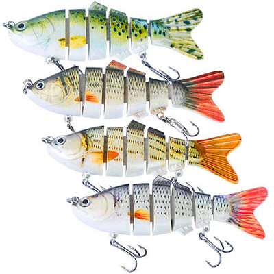 #ad 4Pcs 10cm 20g Bass Fishing Lure 6 Segment Multi Jointed Lifelike Fish Lures S... $23.42