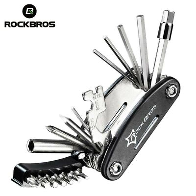 #ad ROCKBROS Bike Bicycle Repair Tool Multi Function 16in1 Kit Hex Spoke Screwdriver $14.99