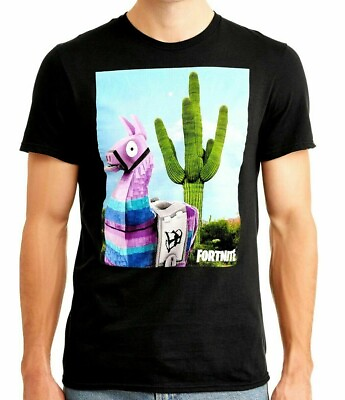 #ad Fortnite Men#x27;s Black Battle Royale Llama T shirt NWT Size XL 100% Cotton $12.76