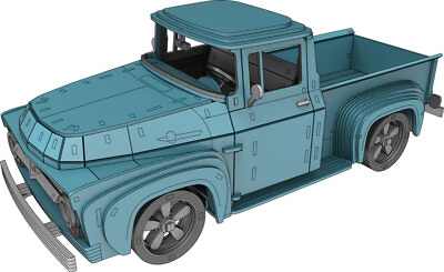 #ad 1956 Ford F 100 Pickup Truck Blue Kinsmart 5385D 1 38 Diecast Model Toy Car $54.00