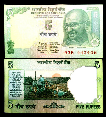#ad #ad India 5 Rupees GANDHI Banknote World Paper Money UNC Currency Bill Note $1.70