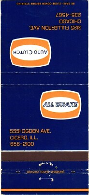 #ad Cicero Illinois All Brake Auto Clutch Service Vintage Matchbook Cover $9.99