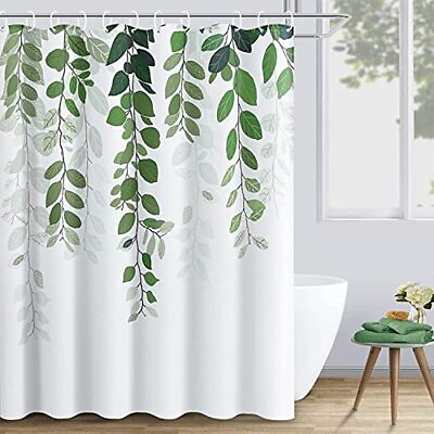 #ad Green Shower Curtain for Bathroom Waterproof 72quot; x 72quot; Floral Eucalyptus Leav... $17.99