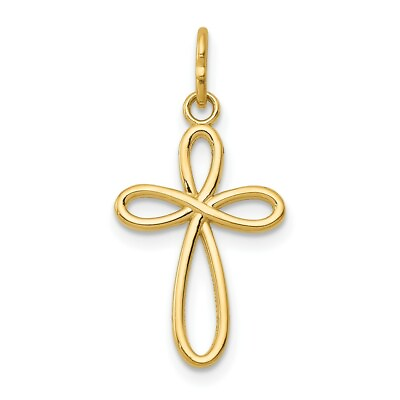 #ad Real 14K Yellow Gold Gold Polished Small Ribbon Cross Pendant; Women amp; Men $65.96
