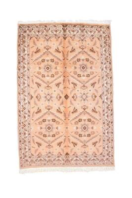 #ad Oriental Floral Vintage Soft Silk Wool Handmade Turkish 4 x 6 Beige Hand Knotted $423.20