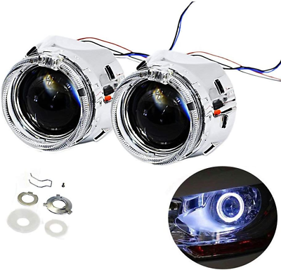 #ad 2.5 Inch H1 8.1 Ver Bixenon Projector Lens Hi Lo Beam with White Angel EyesHalo $78.99